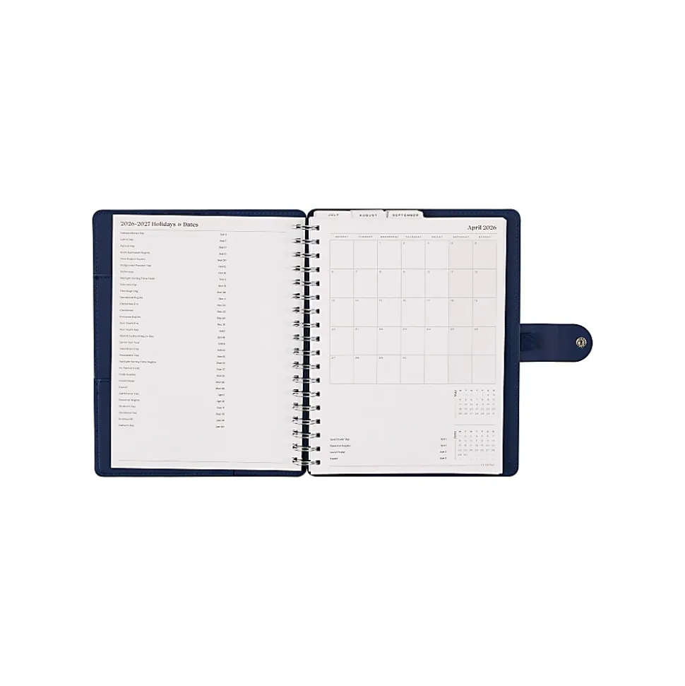 Citrine 12-Month Monthly/Weekly Classic Customizable Twin Loop Planner, 7" x 9-1/4", Navy Bow, July 2026-June 2027, Total Qty 1