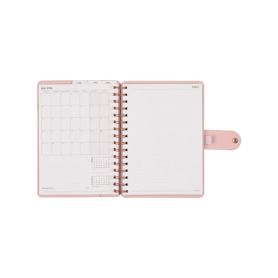 Citrine 12-Month Monthly/Weekly Small Customizable Twin Loop Planner, 5-3/4" x 8", Blush, July 2026-June 2027, Total Qty 1