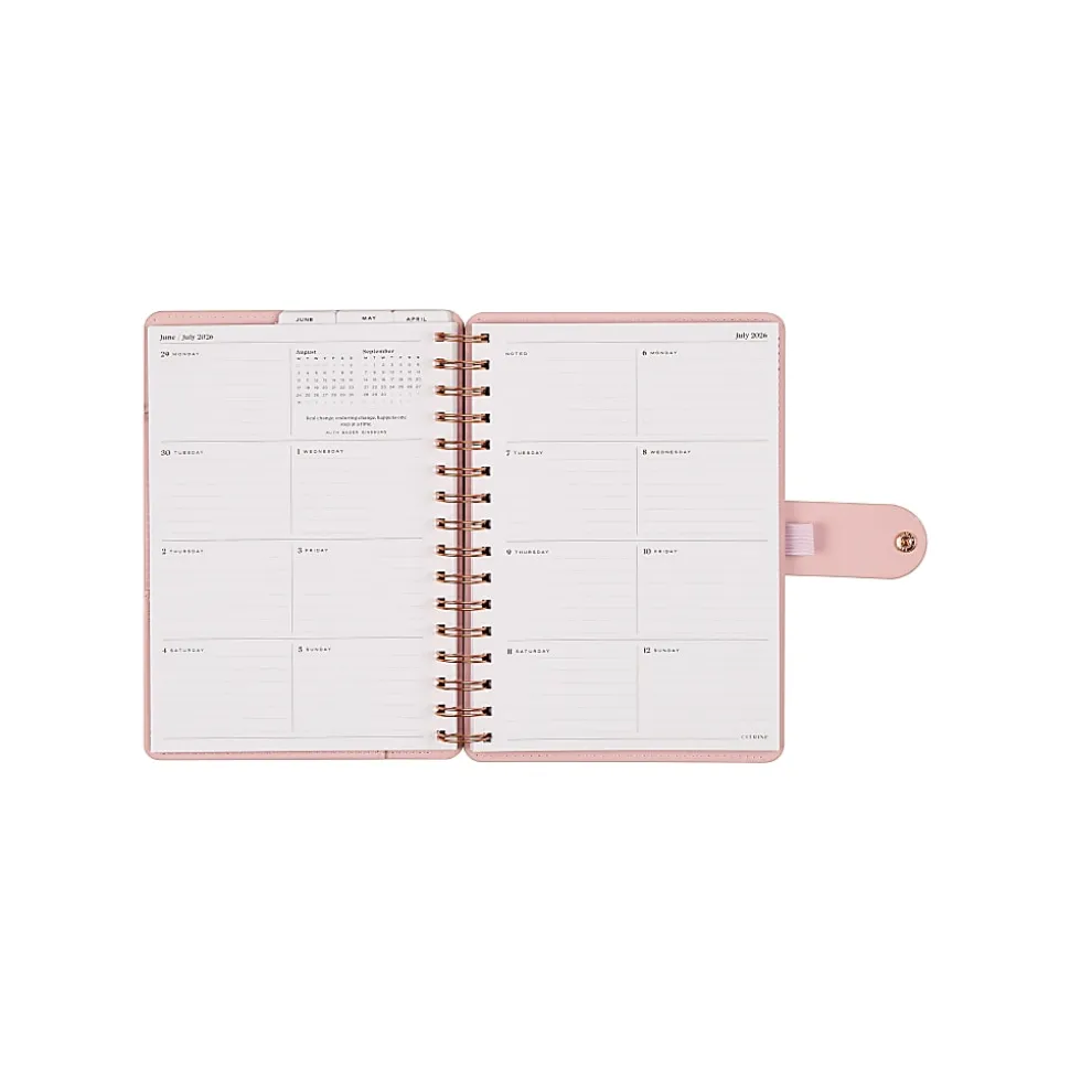 Citrine 12-Month Monthly/Weekly Small Customizable Twin Loop Planner, 5-3/4" x 8", Blush, July 2026-June 2027, Total Qty 1