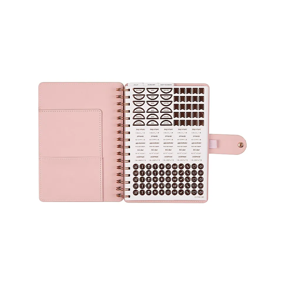 Citrine 12-Month Monthly/Weekly Small Customizable Twin Loop Planner, 5-3/4" x 8", Blush, July 2026-June 2027, Total Qty 1