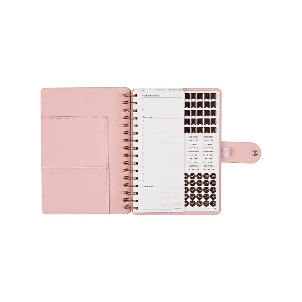 Citrine 12-Month Monthly/Weekly Small Customizable Twin Loop Planner, 5-3/4" x 8", Blush, July 2026-June 2027, Total Qty 1