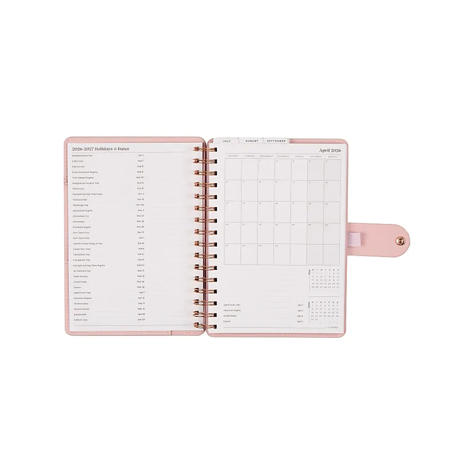 Citrine 12-Month Monthly/Weekly Small Customizable Twin Loop Planner, 5-3/4" x 8", Blush, July 2026-June 2027, Total Qty 1