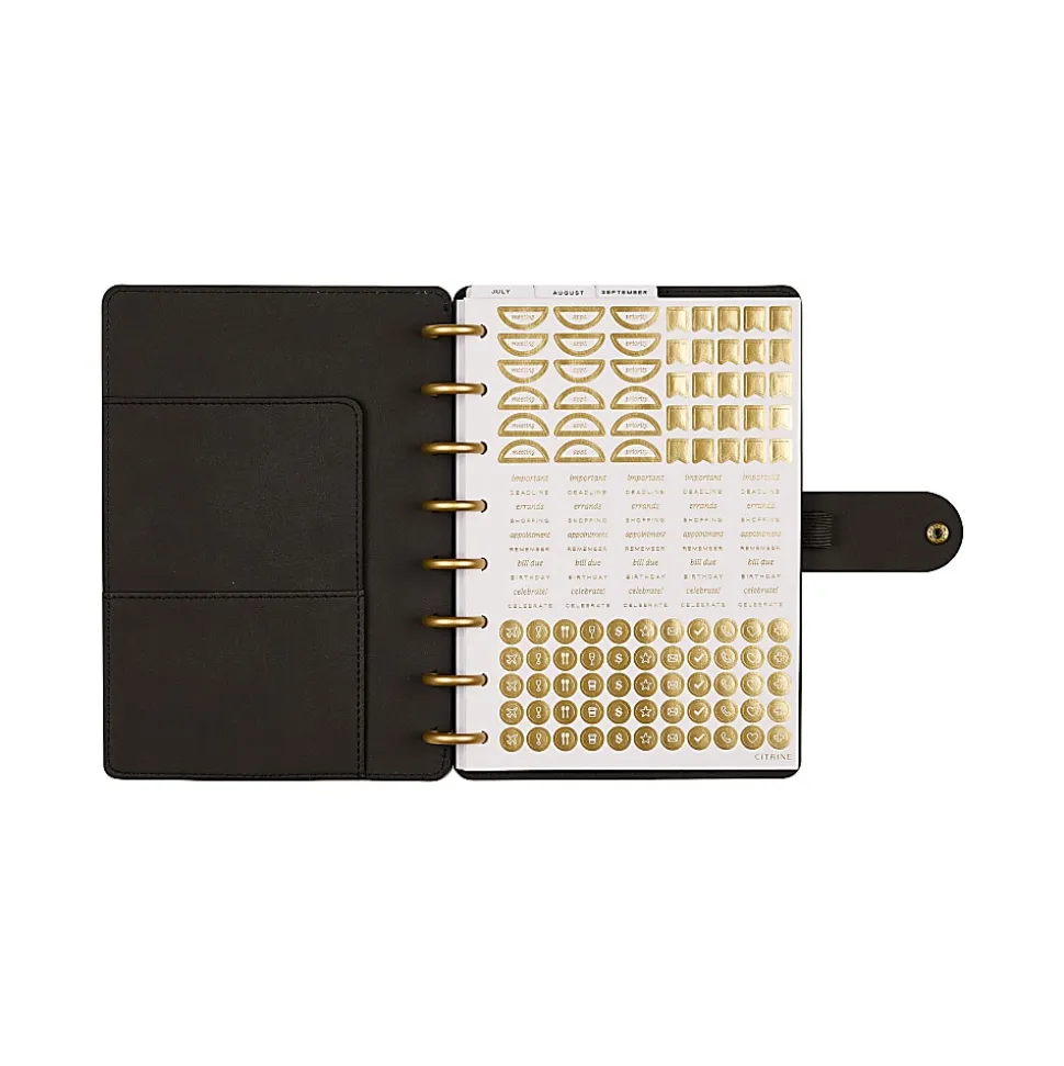 Citrine 12-Month Monthly/Weekly Discbound Planner, 5-13/16" x 8", Midnight Floral, July 2026-June 2027, Total Qty 1