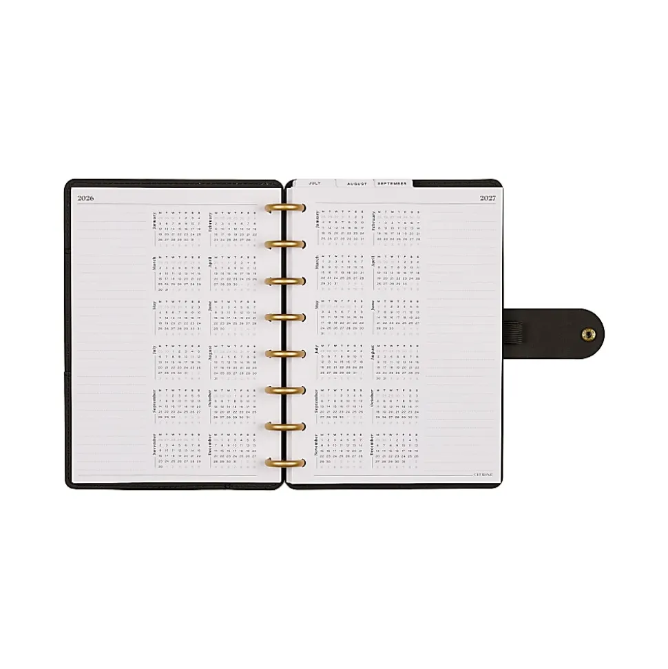 Citrine 12-Month Monthly/Weekly Discbound Planner, 5-13/16" x 8", Midnight Floral, July 2026-June 2027, Total Qty 1