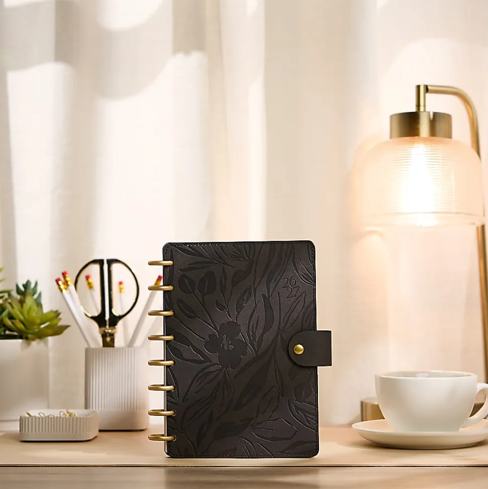 Citrine 12-Month Monthly/Weekly Discbound Planner, 5-13/16" x 8", Midnight Floral, July 2026-June 2027, Total Qty 1