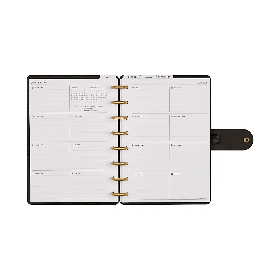 Citrine 12-Month Monthly/Weekly Discbound Planner, 5-13/16" x 8", Midnight Floral, July 2026-June 2027, Total Qty 1