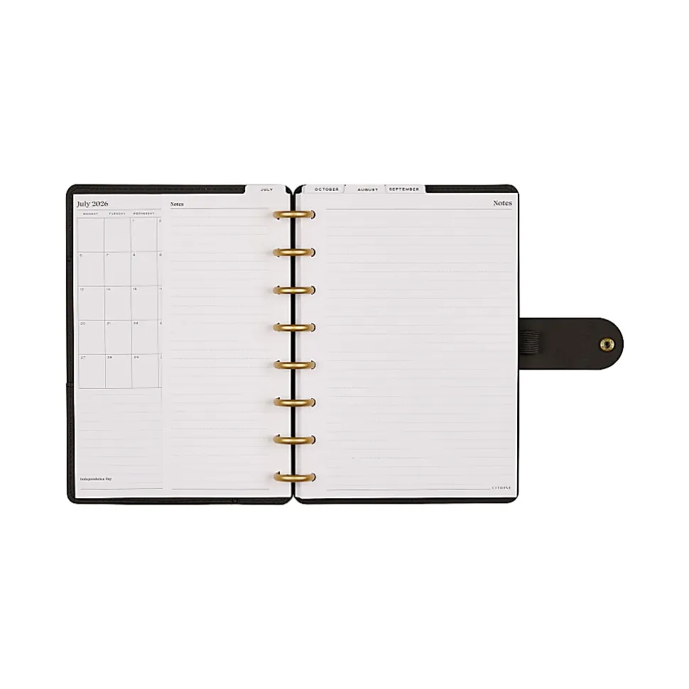 Citrine 12-Month Monthly/Weekly Discbound Planner, 5-13/16" x 8", Midnight Floral, July 2026-June 2027, Total Qty 1