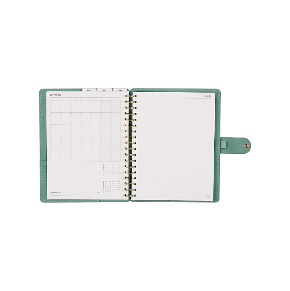 Citrine 12-Month Monthly/Weekly Classic Customizable Twin Loop Planner, 7" x 9-1/4", Sage Waves, July 2026-June 2027, Total Qty 1