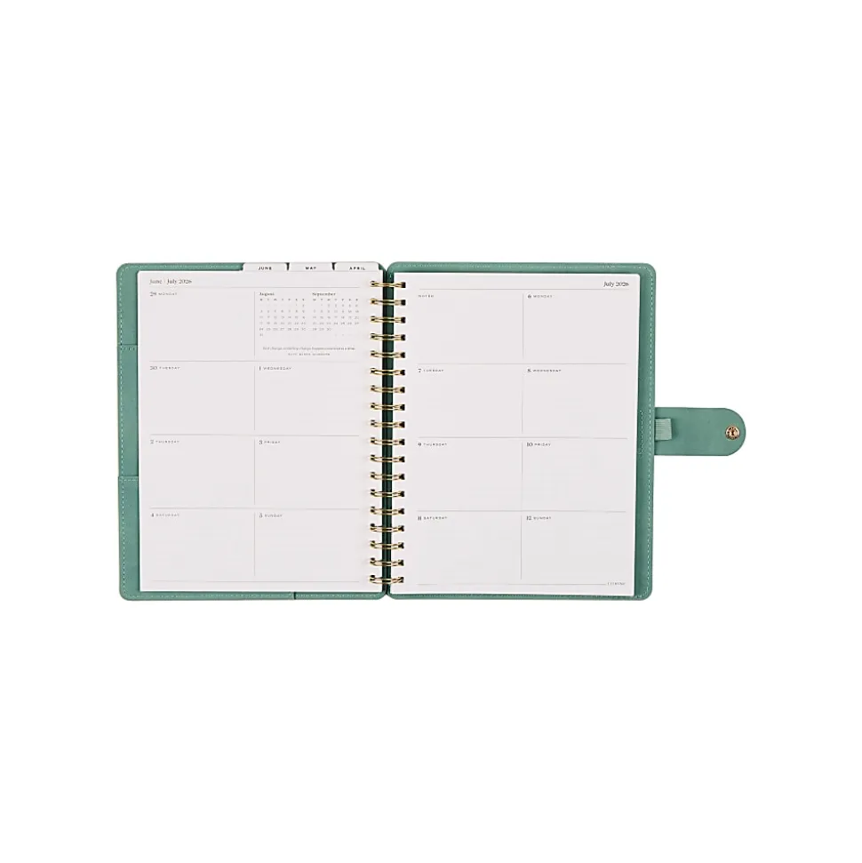 Citrine 12-Month Monthly/Weekly Classic Customizable Twin Loop Planner, 7" x 9-1/4", Sage Waves, July 2026-June 2027, Total Qty 1
