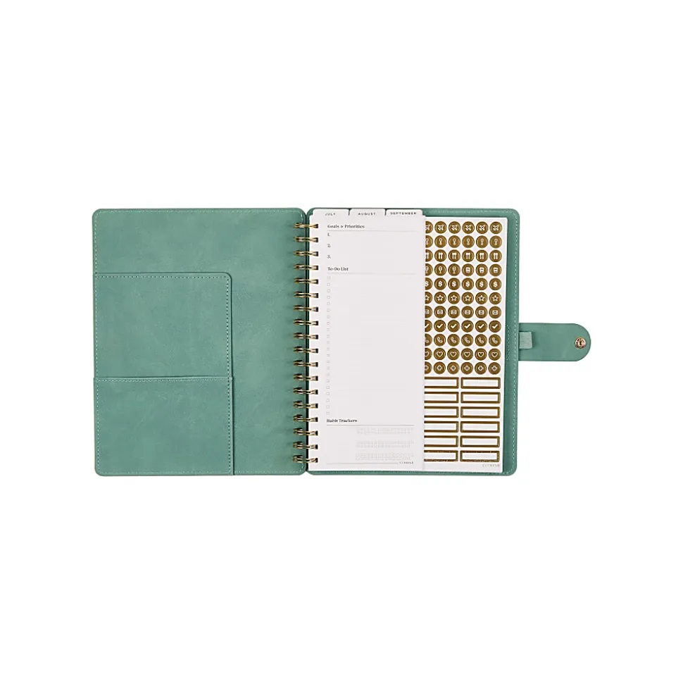 Citrine 12-Month Monthly/Weekly Classic Customizable Twin Loop Planner, 7" x 9-1/4", Sage Waves, July 2026-June 2027, Total Qty 1