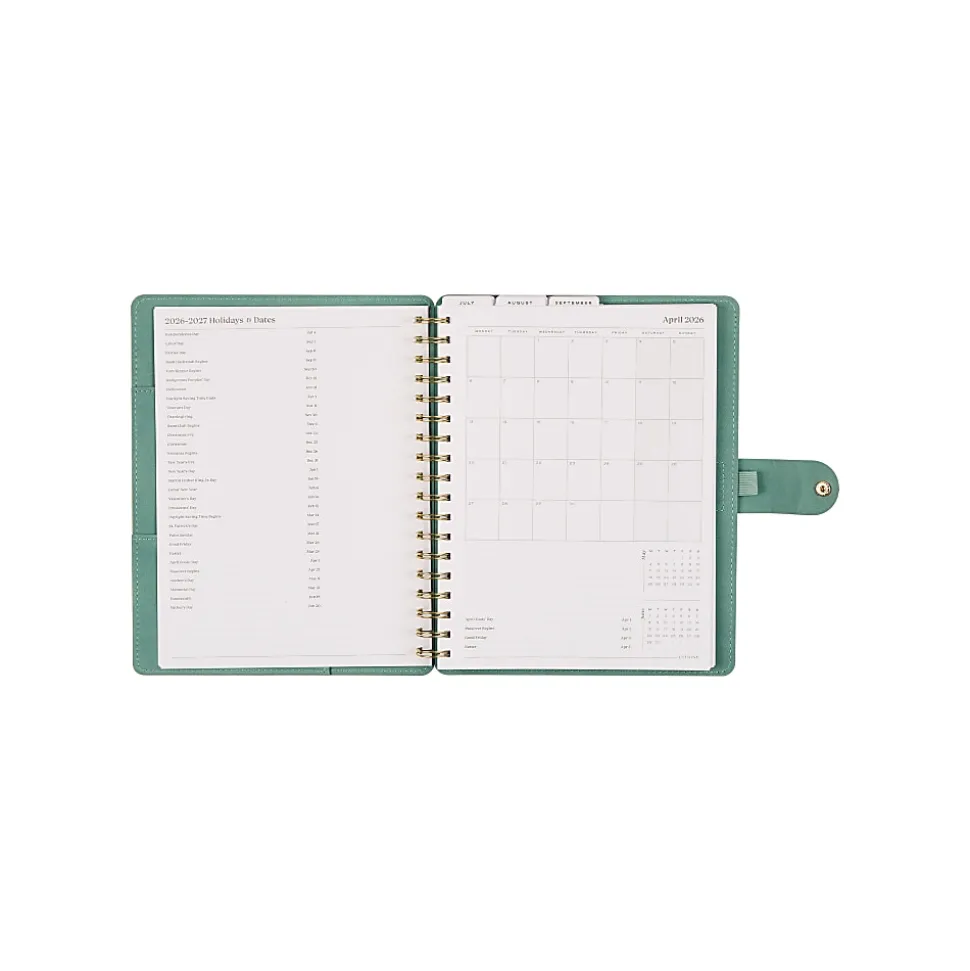 Citrine 12-Month Monthly/Weekly Classic Customizable Twin Loop Planner, 7" x 9-1/4", Sage Waves, July 2026-June 2027, Total Qty 1