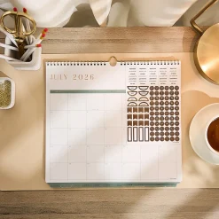 Citrine 12-Month Wall Calendar, 12-1/2” x 13-1/2”, Ivory & Sage, July 2026 - June 2027, Total Qty 1