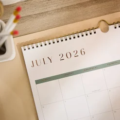 Citrine 12-Month Wall Calendar, 12-1/2” x 13-1/2”, Ivory & Sage, July 2026 - June 2027, Total Qty 1
