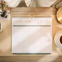 Citrine 12-Month Wall Calendar, 12-1/2” x 13-1/2”, Ivory & Sage, July 2026 - June 2027, Total Qty 1