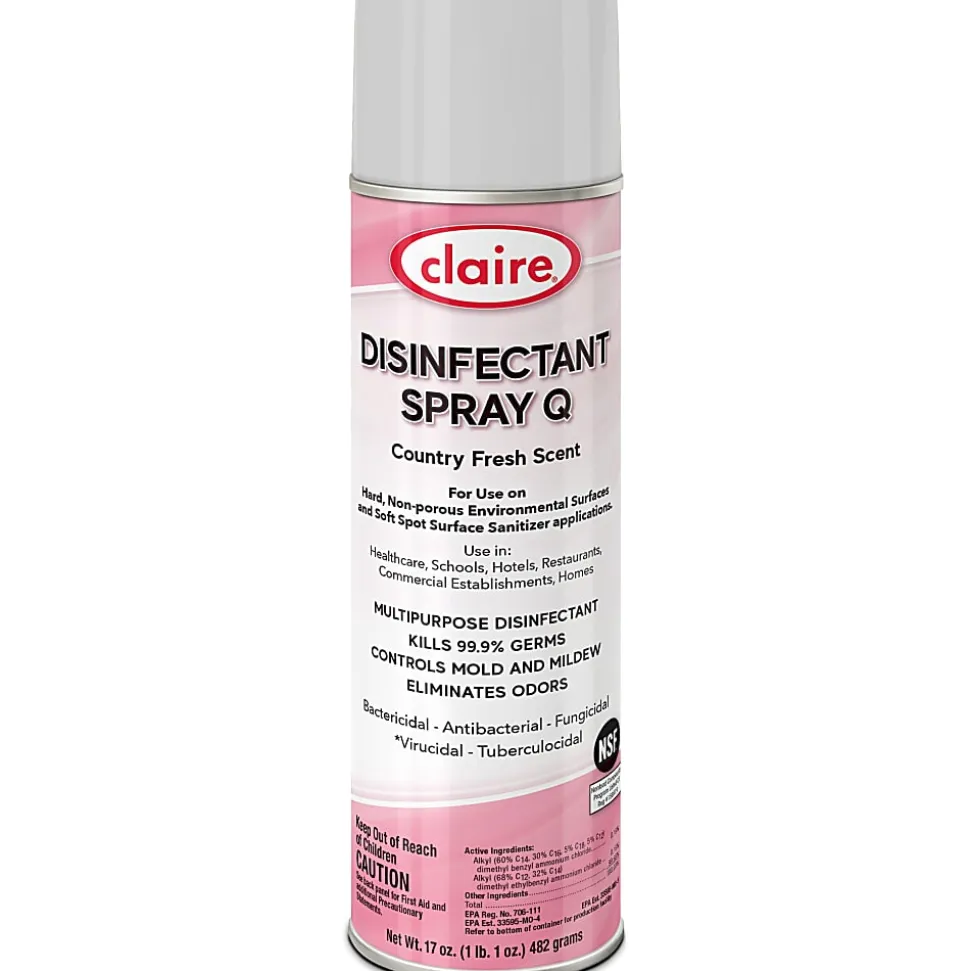 Claire Multipurpose Disinfectant Spray - Ready-To-Use - Spray - 17 fl oz (0.5 quart) - Country Fresh Scent - 12 / Carton - Pink