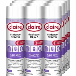 Claire Multipurpose Disinfectant Spray - 17 fl oz (0.5 quart) - Lavender Scent - Bactericide, Antibacterial, Fungicide, Virucidal - Purple - 12/Carton