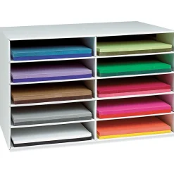 Classroom Keepers® Corrugated Construction Paper Storage Unit, For 12" x 18" Sheets, 10-Slots, White