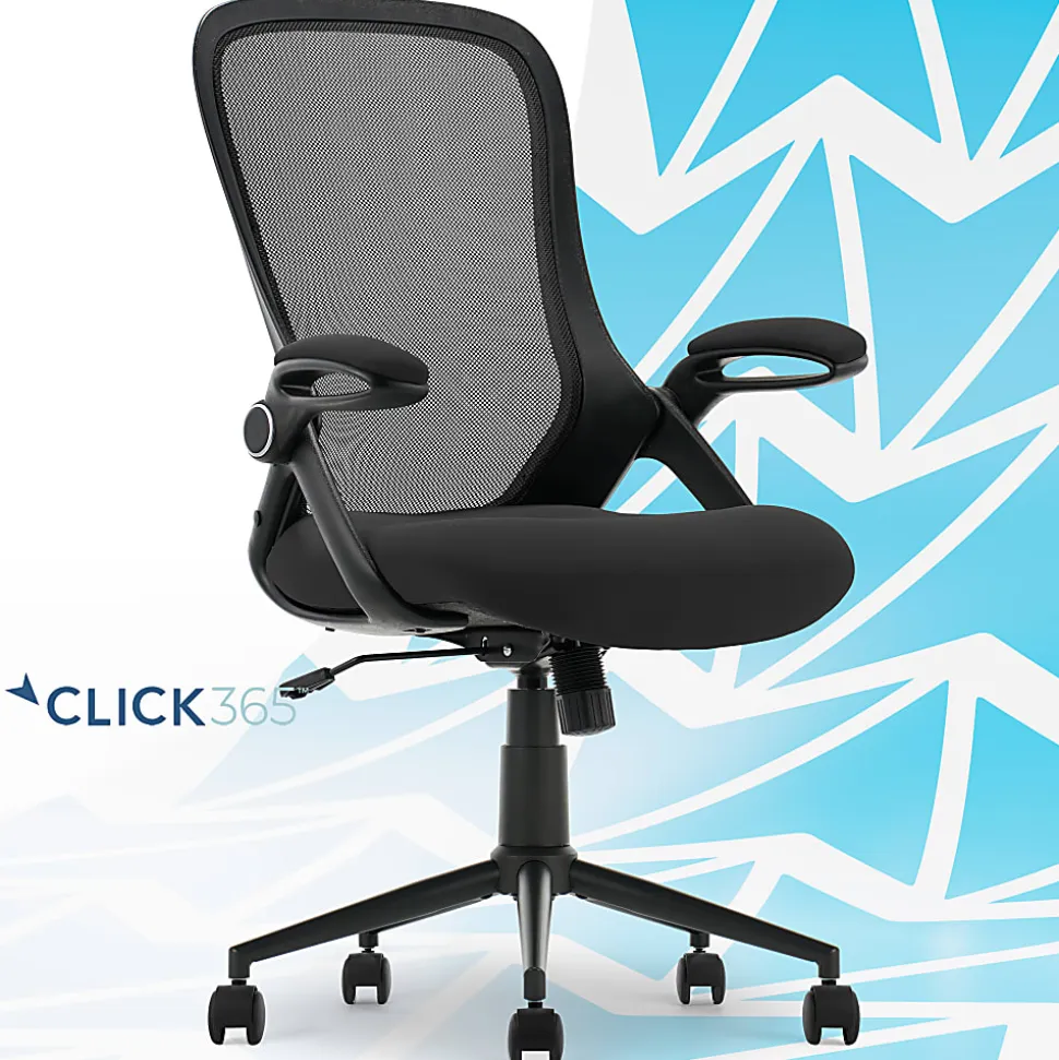 Click365 Flip Ergonomic Mesh Mid-Back Office Task Chair, Black