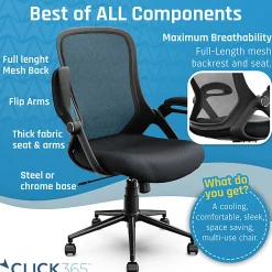 Click365 Flip Ergonomic Mesh Mid-Back Office Task Chair, Black