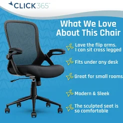 Click365 Flip Ergonomic Mesh Mid-Back Office Task Chair, Black