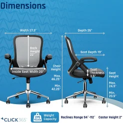 Click365 Flip Ergonomic Mesh Mid-Back Office Task Chair, Gray