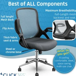 Click365 Flip Ergonomic Mesh Mid-Back Office Task Chair, Gray
