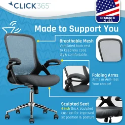 Click365 Flip Ergonomic Mesh Mid-Back Office Task Chair, Gray