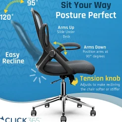 Click365 Flip Ergonomic Mesh Mid-Back Office Task Chair, Gray
