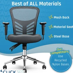 Click365 Flow Ergonomic Mesh Mid-Back Office Task Chair, Gray