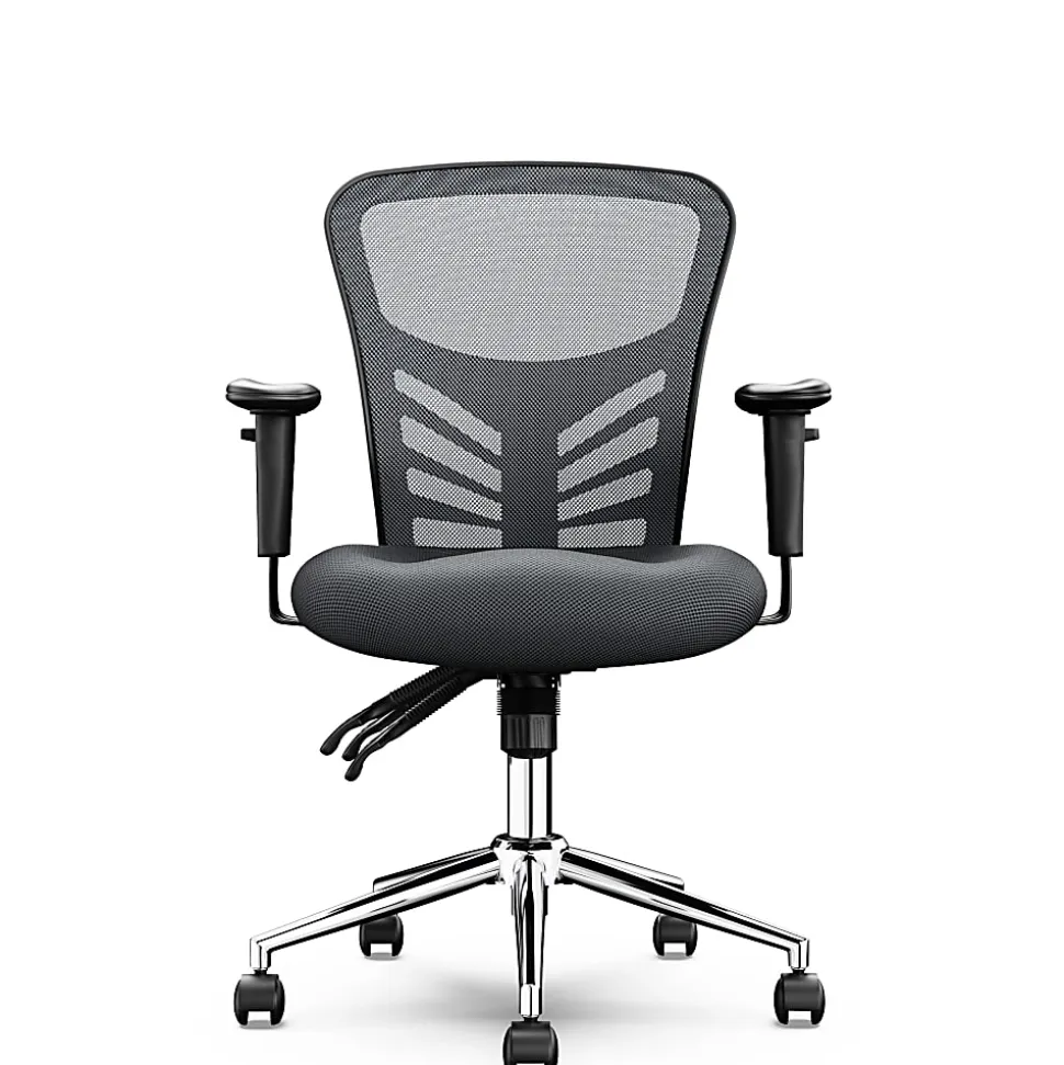 Click365 Flow Ergonomic Mesh Mid-Back Office Task Chair, Gray