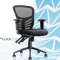 Click365 Flow Ergonomic Mesh Mid-Back Office Task Chair, Black