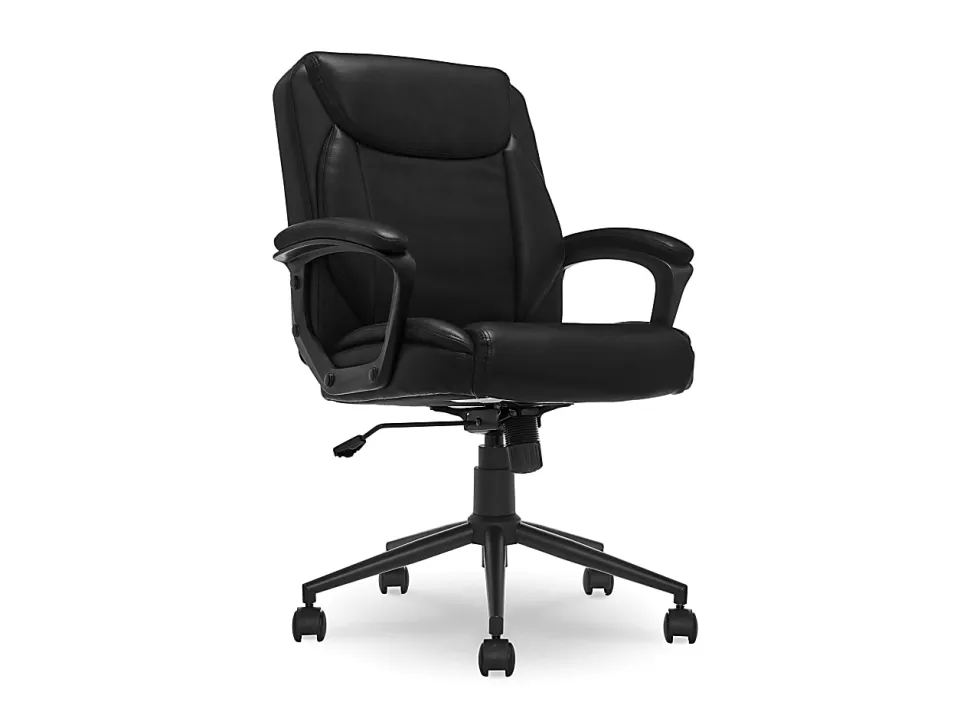 Click365 Transform 1.0 Ergonomic Bonded Leather Mid-Back Manager Office Chair, Black