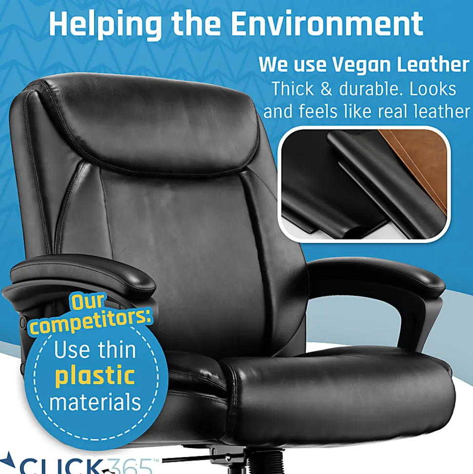 Click365 Transform 1.0 Ergonomic Bonded Leather Mid-Back Manager Office Chair, Black