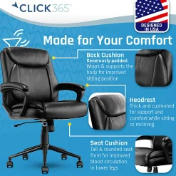 Click365 Transform 1.0 Ergonomic Bonded Leather Mid-Back Manager Office Chair, Black