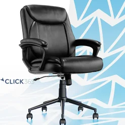 Click365 Transform 1.0 Ergonomic Bonded Leather Mid-Back Manager Office Chair, Black