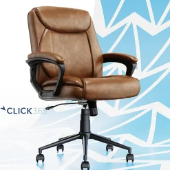 Click365 Transform 1.0 Ergonomic Bonded Leather Mid-Back Manager Office Chair, Cognac
