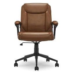Click365 Transform 1.0 Ergonomic Bonded Leather Mid-Back Manager Office Chair, Cognac