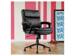 Click365 Transform 2.0 Ergonomic Bonded Leather Mid-Back Office Chair, Black