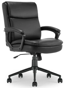 Click365 Transform 2.0 Ergonomic Bonded Leather Mid-Back Office Chair, Black