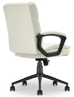 Click365 Transform 2.0 Ergonomic Bonded Leather Mid-Back Office Chair, White/Black