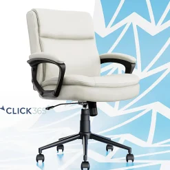 Click365 Transform 2.0 Ergonomic Bonded Leather Mid-Back Office Chair, White/Black