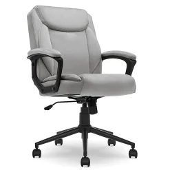 Click365 Transform 1.0 Ergonomic Faux Leather Mid-Back Manager Office Chair, Gray/Black