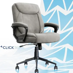 Click365 Transform 1.0 Ergonomic Faux Leather Mid-Back Manager Office Chair, Gray/Black