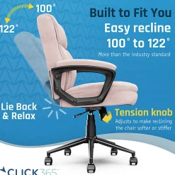 Click365 Transform 2.0 Ergonomic Fabric Mid-Back Desk Chair, Pink/Black