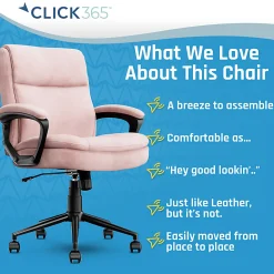 Click365 Transform 2.0 Ergonomic Fabric Mid-Back Desk Chair, Pink/Black