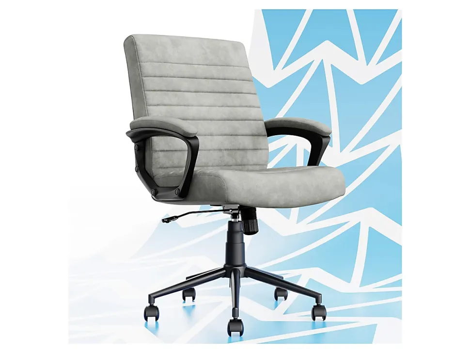 Click365 Transform 3.0 Ergonomic Vegan Leather Mid-Back Manager's Chair, Gray
