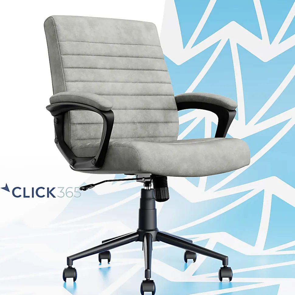 Click365 Transform 3.0 Ergonomic Vegan Leather Mid-Back Manager's Chair, Gray