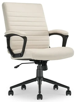 Click365 Transform 3.0 Ergonomic Vegan Leather Mid-Back Manager's Chair, Off-White