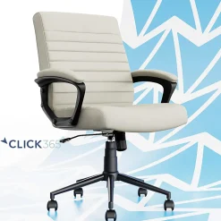 Click365 Transform 3.0 Ergonomic Vegan Leather Mid-Back Manager's Chair, Off-White