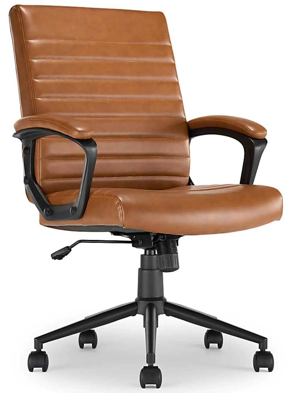 Click365 Transform 3.0 Ergonomic Vegan Leather Mid-Back Manager's Chair, Cognac